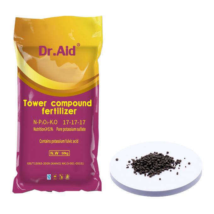 El Dr. Aid NPK 17 fertilizante soluble de la agricultura de Fulvic del potasio de la Alto-torre del precio de fábrica 17 17 del npk ácido del fertilizante
